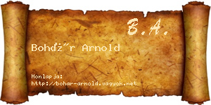 Bohár Arnold névjegykártya