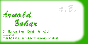 arnold bohar business card