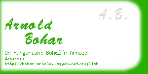 arnold bohar business card